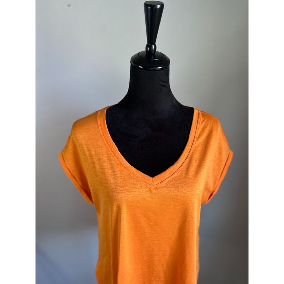 INDVEVA Women's Lua V Neck Clementine Rolled Sleeve Short Sleeve T Shirt Size M - Picture 6 of 10